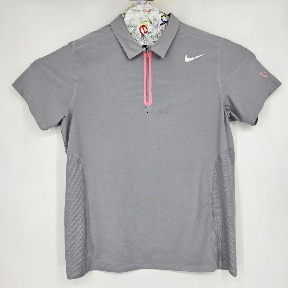 Roger Federer Polo Shirt Mens Large Australian Open 2013 Tour RF Tennis Gray